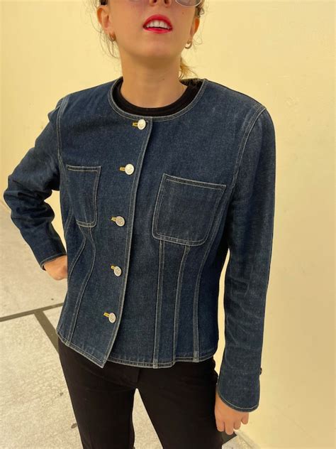 chanel jeans jacket|vintage chanel jean jacket.